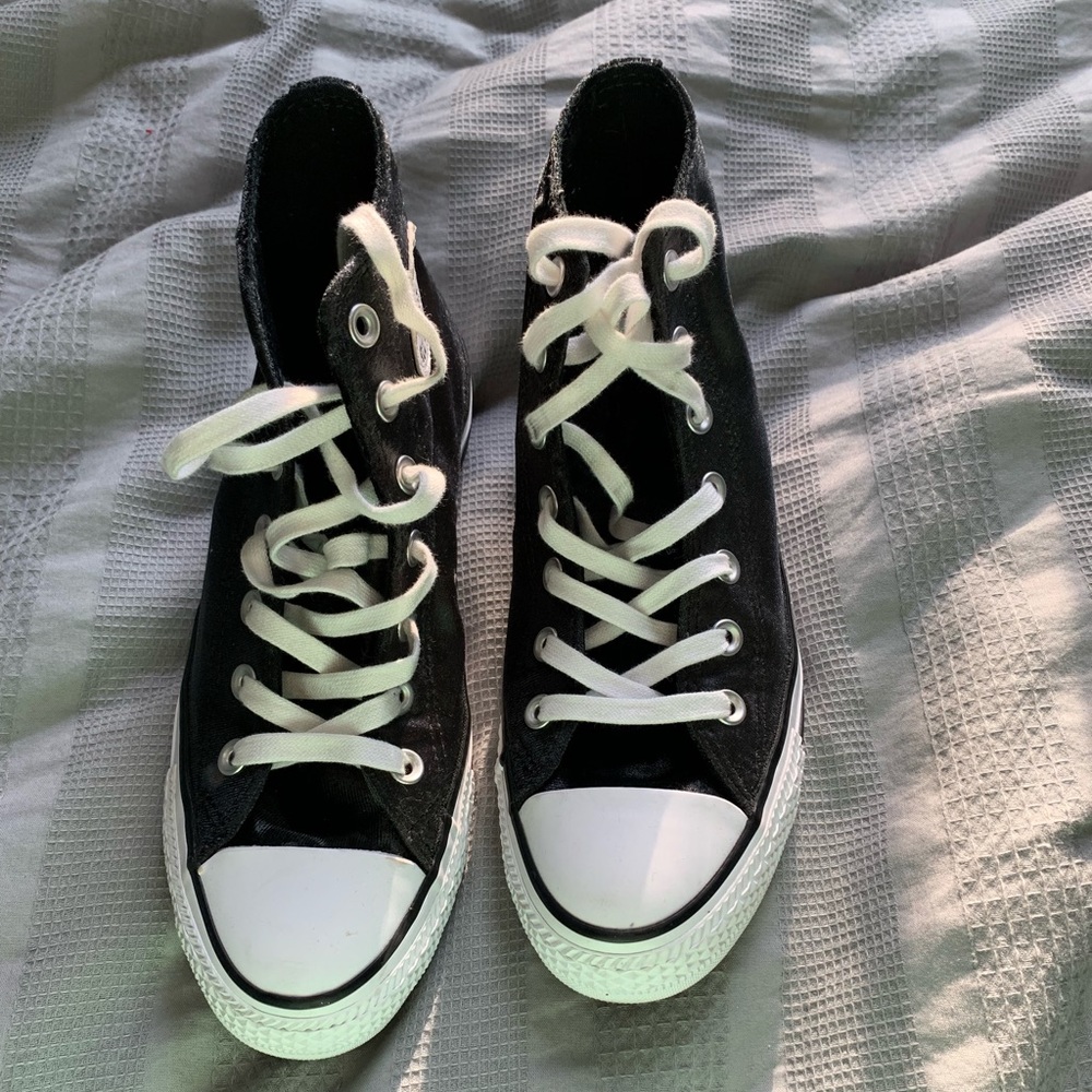 Black velvet High top Converse All Stars